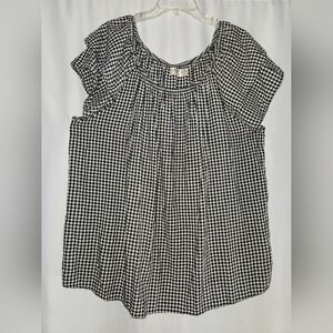 Terra & Sky Black and White Checkered Blouse Size 2X #gingham  #feminine #light